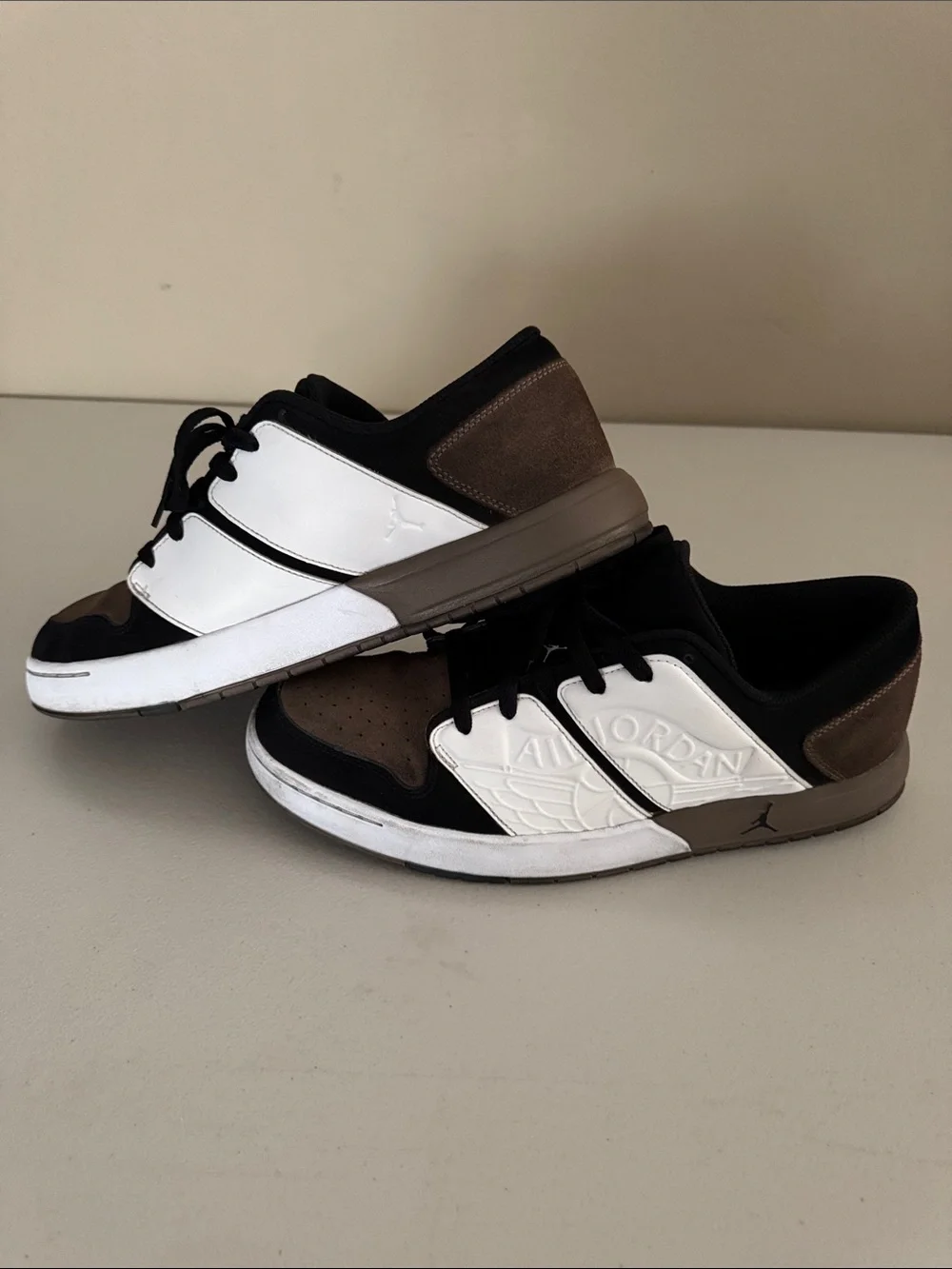 Jordan Men’s Low-Top Sneakers in White, Black & Brown